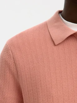 Selected miesten Pikeepaita Slhcran Ss Knit Structure Zip Polo Noos, Rose Dawn