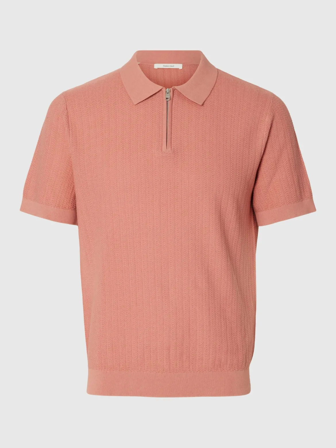 Selected miesten Pikeepaita Slhcran Ss Knit Structure Zip Polo Noos, Rose Dawn