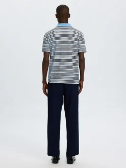 Selected miesten pikeepaita Jasper Stripe SS Polo, Egret Blissful Blue + Del