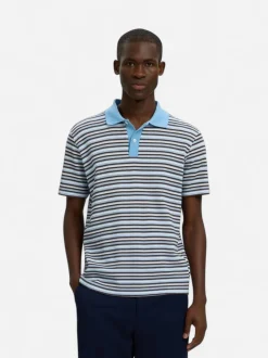 Selected miesten pikeepaita Jasper Stripe SS Polo, Egret Blissful Blue + Del