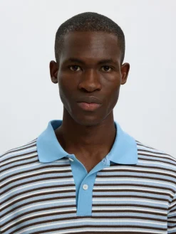 Selected miesten pikeepaita Jasper Stripe SS Polo, Egret Blissful Blue + Del