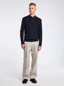 Selected miesten pitkähihainen pikeepaita, SLHBERG LS HALF ZIP POLO Tummansininen