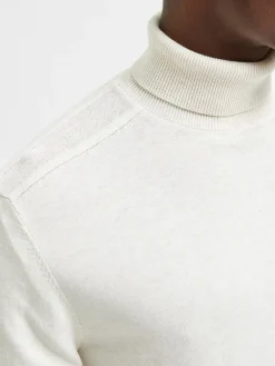 Selected, Miesten Pooloneule, Berg Roll Neck Valkoinen