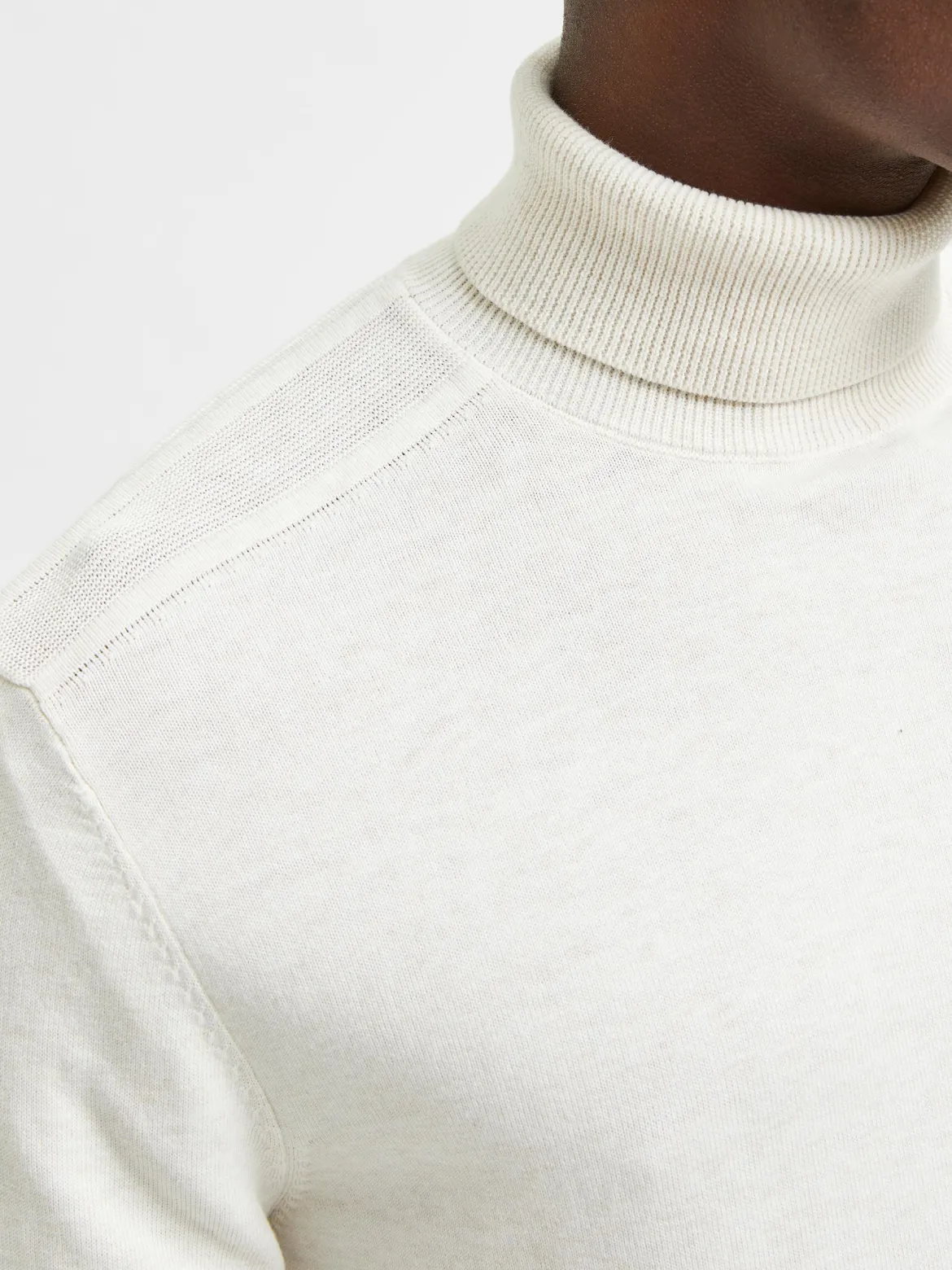 Selected, Miesten Pooloneule, Berg Roll Neck Valkoinen