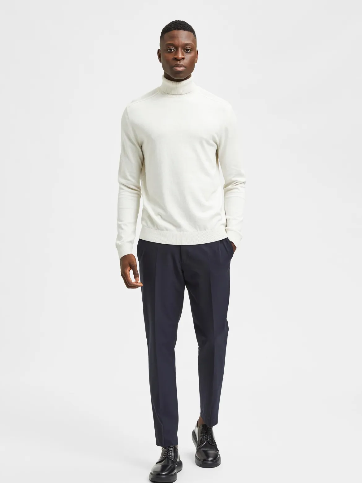 Selected, Miesten Pooloneule, Berg Roll Neck Valkoinen