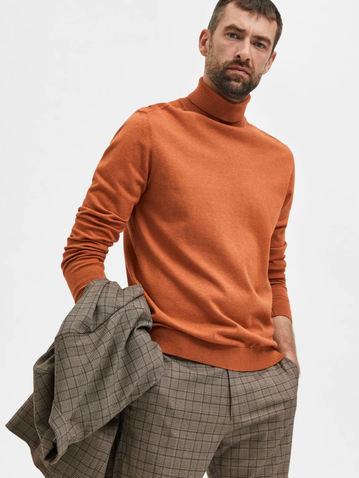 Selected, Miesten Pooloneule, Berg Roll Neck Oranssi