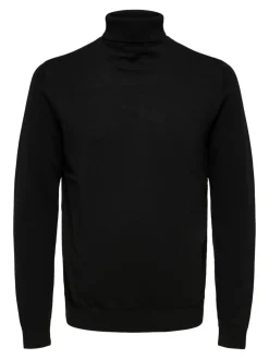 Selected Miesten Pooloneule Berg Roll Neck, Musta