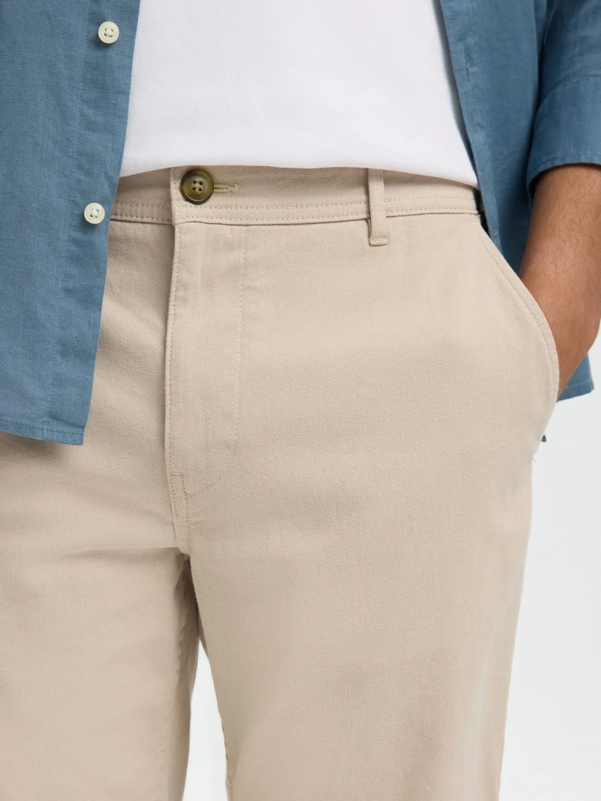 Selected miesten shortsit Luton SlhSlim Flex, Pure Cashmere W. Oatmeal