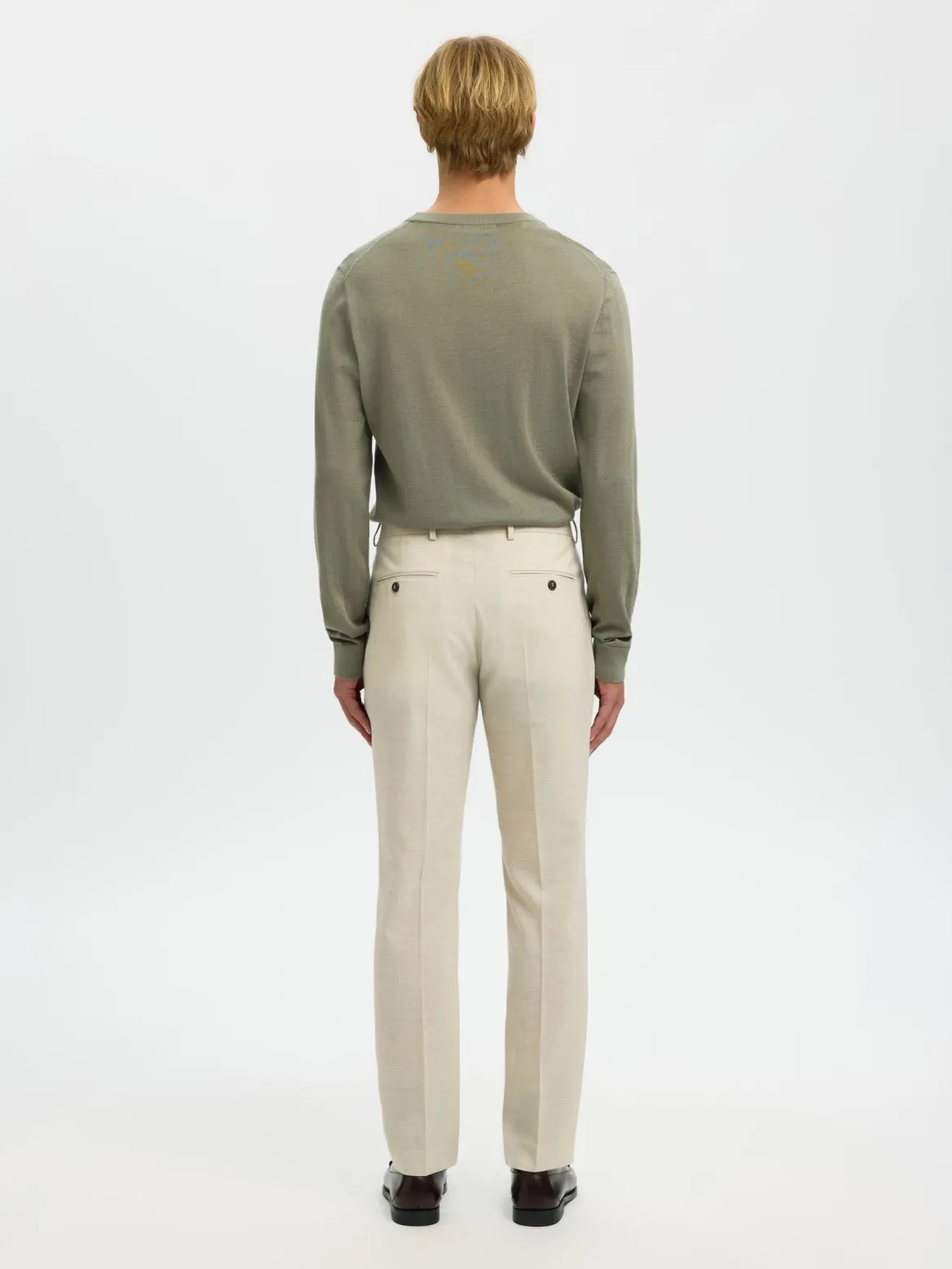 Selected miesten Suorat housut SLHSlim-Oasis Linen, Egret