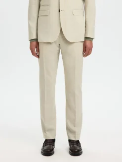 Selected miesten Suorat housut SLHSlim-Oasis Linen, Egret