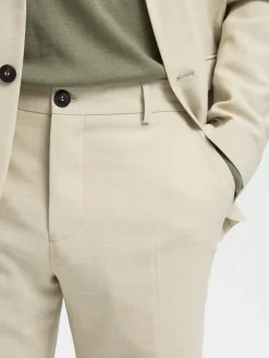 Selected miesten suorat housut SLHSLIM-Oasis Linen Trs, Egret