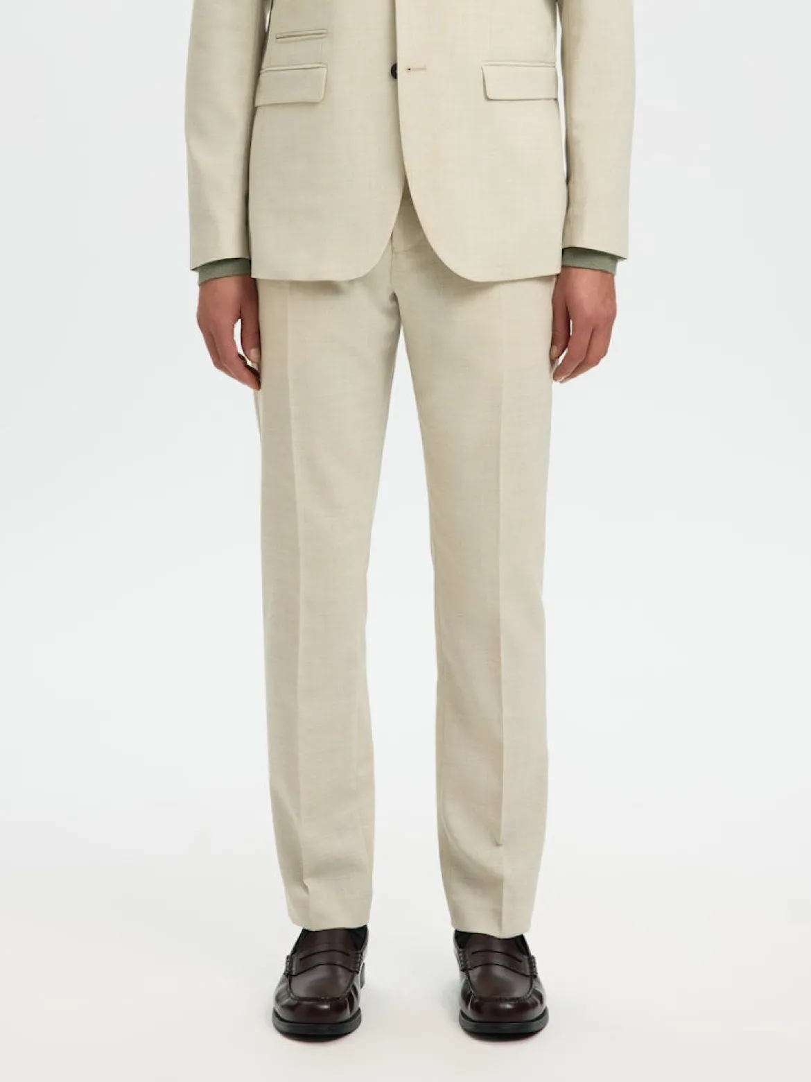Selected miesten suorat housut SLHSLIM-Oasis Linen Trs, Egret