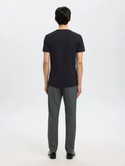Selected miesten T-paidat New Pima V-Neck, Black
