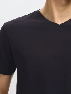 Selected miesten T-paidat New Pima V-Neck, Black