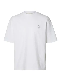 Selected miesten t-paita, COFFEE SHIRT BLACK Bright White