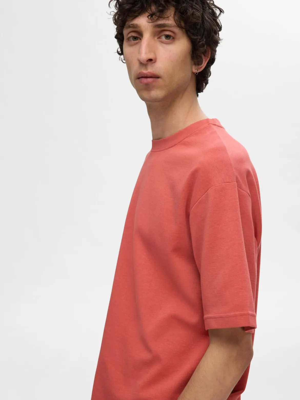 Selected miesten t-paita, LOOSE OSCAR SS O-NECK Punainen