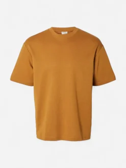 Selected miesten t-paita, LOOSE OSCAR SS O-NECK Oranssi