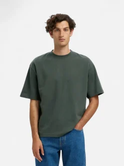 Selected miesten t-paita, LOOSE OSCAR SS O-NECK Deep Forest