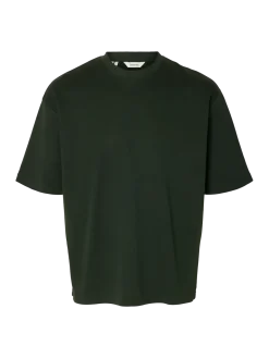 Selected miesten t-paita, LOOSE OSCAR SS O-NECK Deep Forest