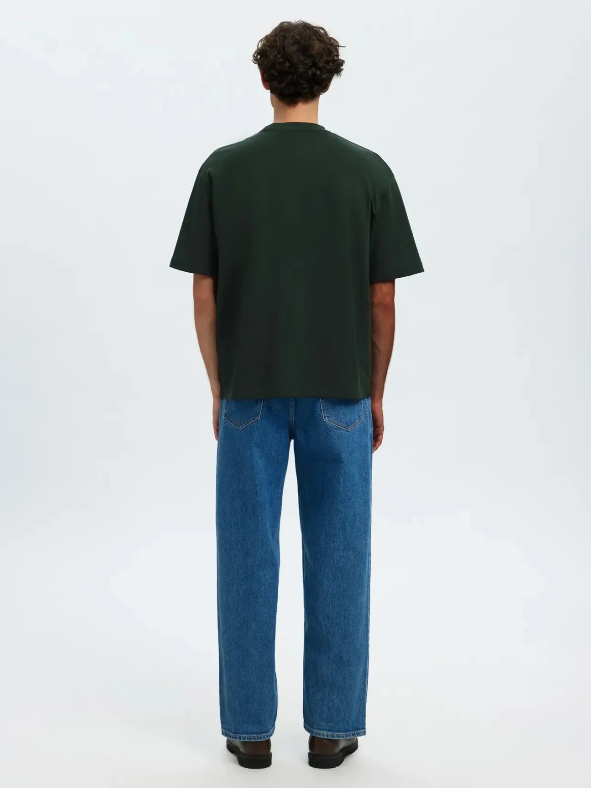 Selected miesten t-paita, LOOSE OSCAR SS O-NECK Deep Forest