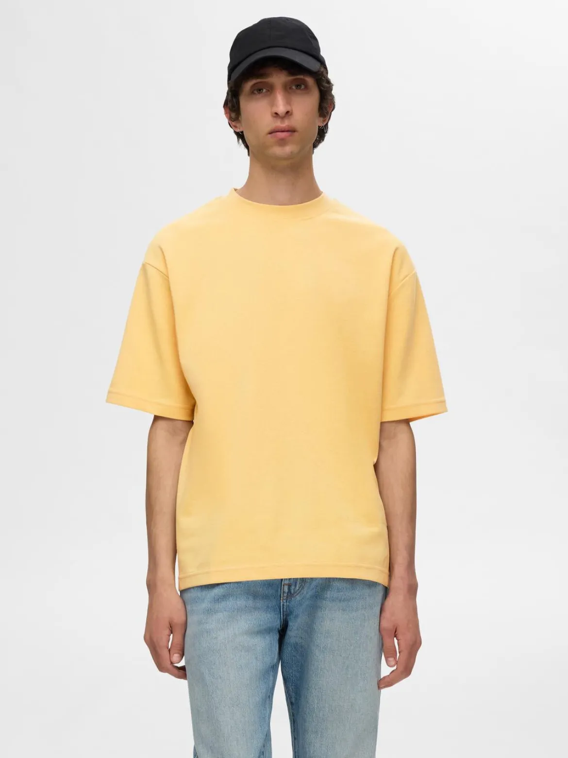 Selected miesten t-paita, LOOSE OSCAR SS O-NECK Keltainen