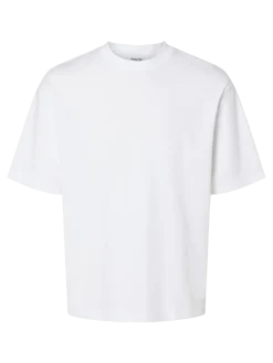 Selected miesten t-paita, LOOSE OSCAR SS O-NECK Bright White