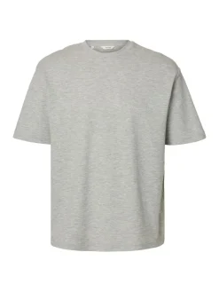 Selected miesten t-paita, LOOSE OSCAR SS O-NECK, Light Grey Melange