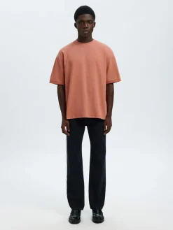 Selected miesten t-paita Looseoscar SS O-Neck Tee Noos, Rose Dawn