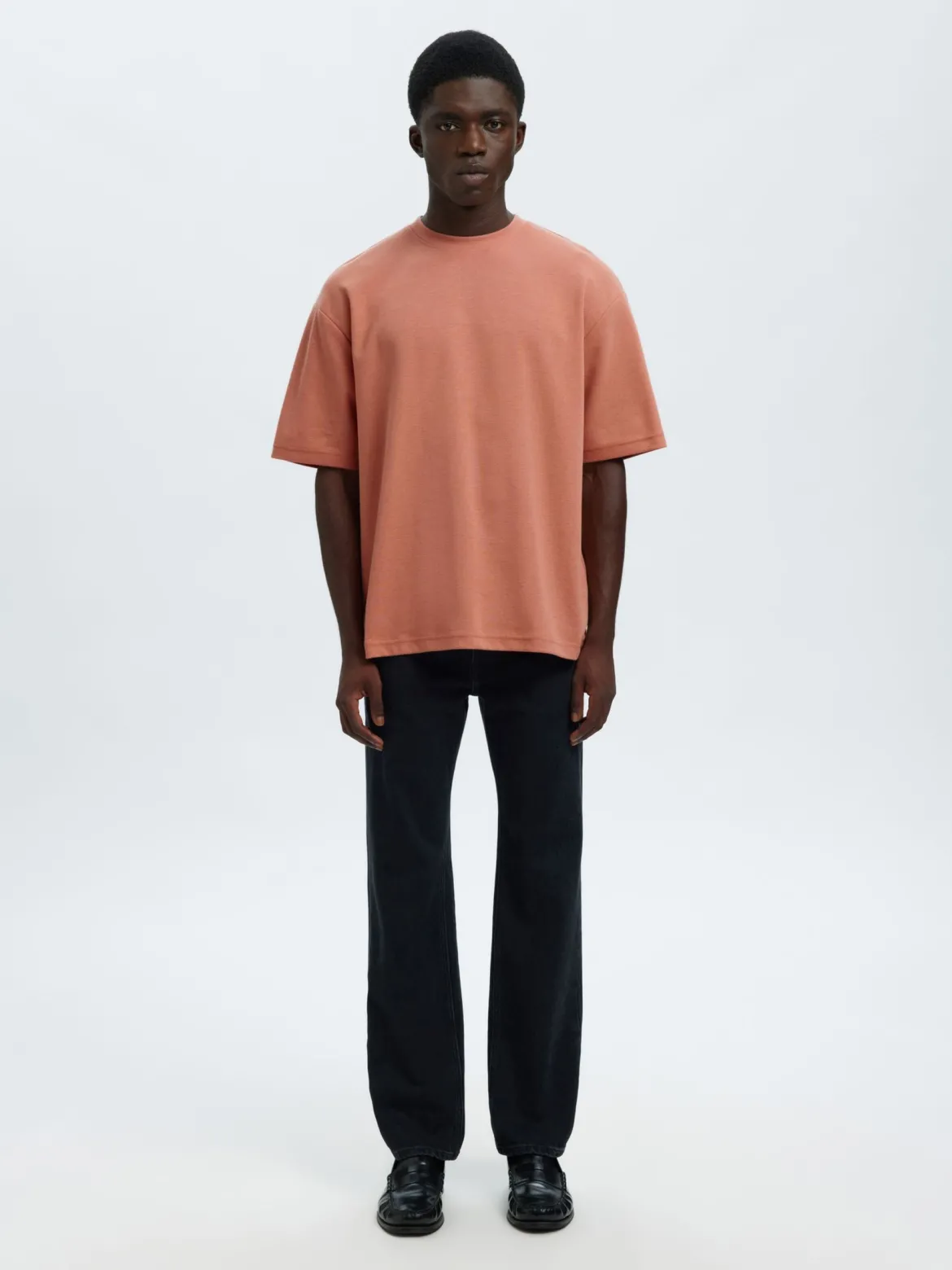 Selected miesten t-paita Looseoscar SS O-Neck Tee Noos, Rose Dawn
