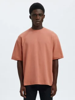 Selected miesten t-paita Looseoscar SS O-Neck Tee Noos, Rose Dawn