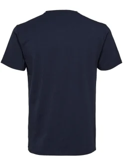 Selected Miesten T-paita, Pima Ss V-neck Tummansininen