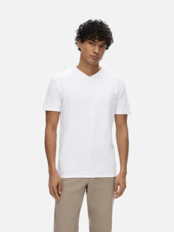 Selected Miesten T-paita, Pima Ss V-neck Bright White