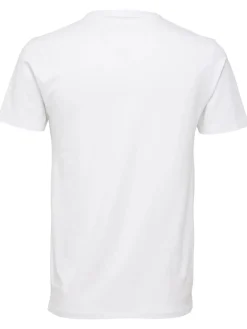 Selected Miesten T-paita, Pima Ss V-neck Bright White