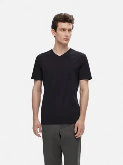Selected Miesten T-paita, Pima Ss V-neck Black