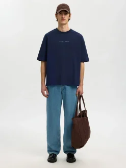 Selected miesten t-paita Relaxed Norman License SS Tee, Ocean Cavern