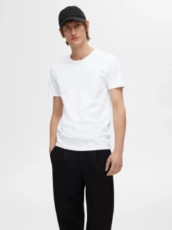 Selected miesten t-paita, ROLAND SS O-NECK Bright White