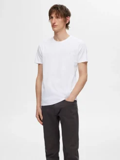 Selected miesten t-paita, ROLAND SS O-NECK Bright White
