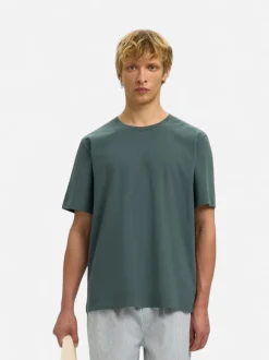 Selected miesten t-paita SLHATLAS SS O-Neck Tee, Balsam Green