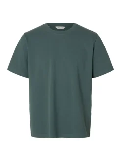 Selected miesten t-paita SLHATLAS SS O-Neck Tee, Balsam Green