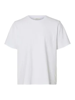 Selected miesten t-paita SLHATLAS SS O-Neck Tee, valkoinen