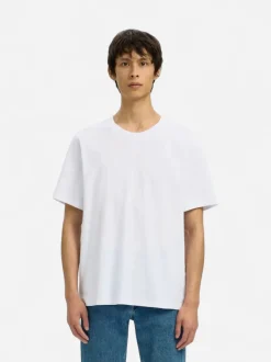 Selected miesten t-paita SLHATLAS SS O-Neck Tee, valkoinen