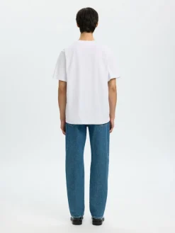 Selected miesten t-paita SLHATLAS SS O-Neck Tee, valkoinen
