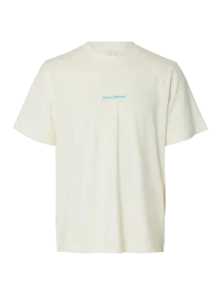 Selected miesten t-paita Slhelias Ss O-Neck Tee Hotel Amour, Egret