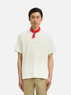 Selected miesten t-paita Slhelias Ss O-Neck Tee Hotel Amour, Egret