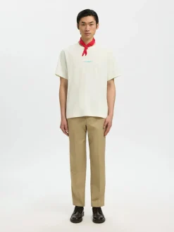 Selected miesten t-paita Slhelias Ss O-Neck Tee Hotel Amour, Egret