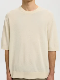 Selected miesten t-paita Slhtorino SS Structure Crew Neck, Birch