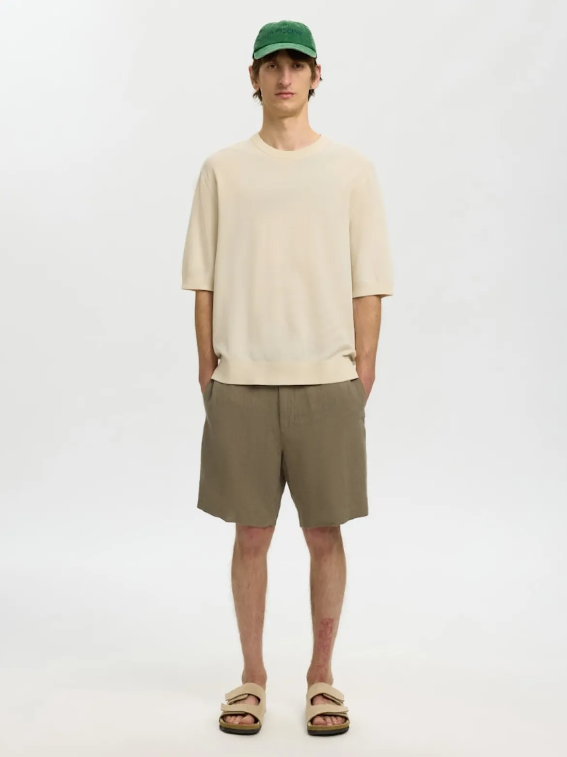Selected miesten t-paita Slhtorino SS Structure Crew Neck, Birch