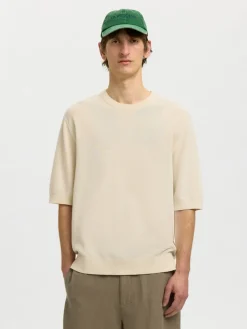 Selected miesten t-paita Slhtorino SS Structure Crew Neck, Birch