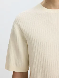 Selected miesten t-paita Structured Short Sleeved Shirt, Egret