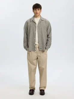Selected miesten t-paita Structured Short Sleeved Shirt, Egret
